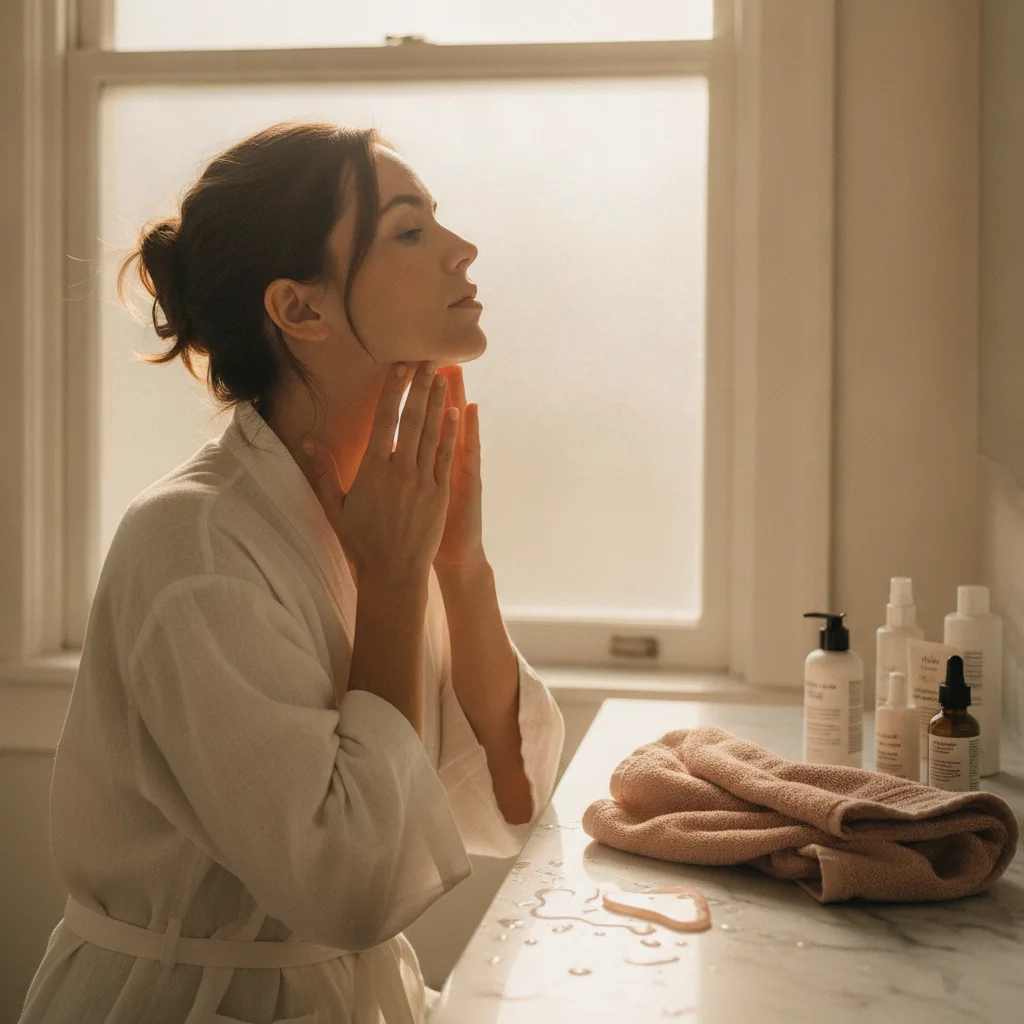 Morning facial ritual close-up